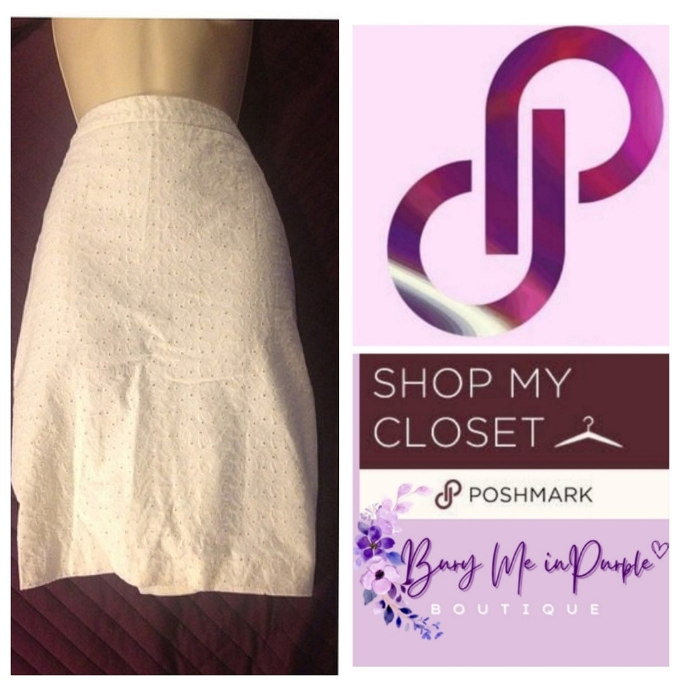 COTTON EYELET PENCIL SKIRT - Picture 1 of 5